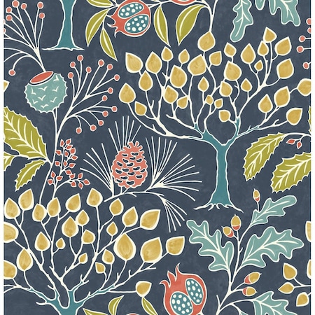 Doba-Bnt Groovy Garden Navy Peel & Stick Wallpaper SA3353998